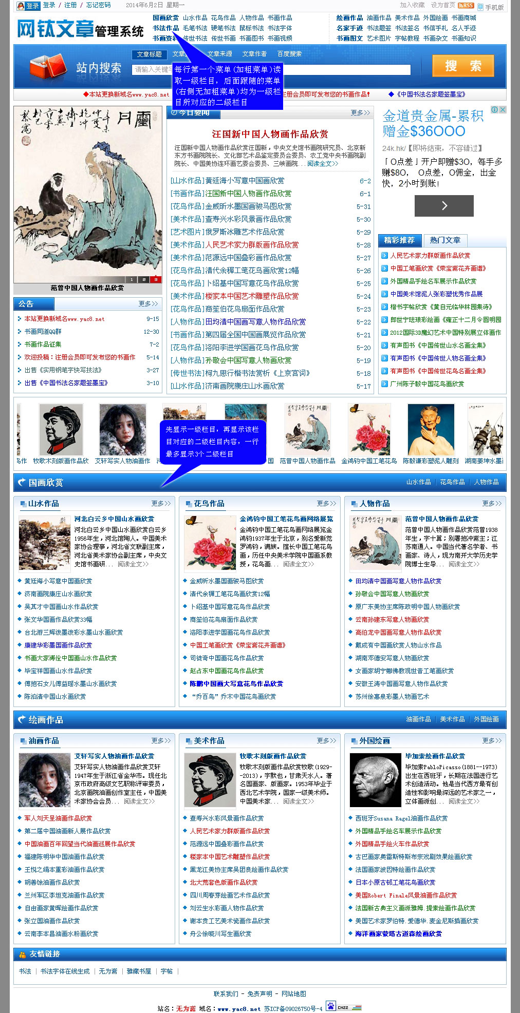 資訊模板首頁(yè)區(qū)域與后臺(tái)對(duì)應(yīng)屬性 圖1